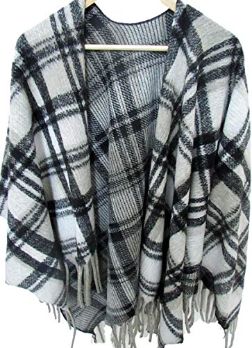 Alpenwolle Damen Poncho, Cape, Schal XXL, Tunika, Umhang 100% Wolle Cover