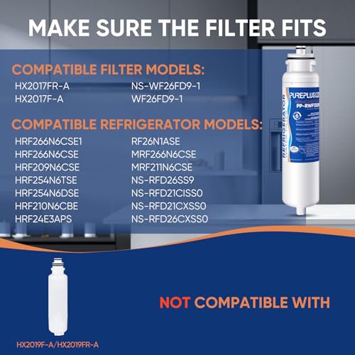 Image of PUREPLUS HX2017FR-A NSF 53&42 Certified Repleacement for NS-WF26FD9-1, Compatible with Hisense HRF266N6CSE1, HRF266N6CSE,HRF209N6CSE,Insignia NS-RFD26SS9,NS-RFD21CISS0 Refrigerator Water Filter, 1PACK