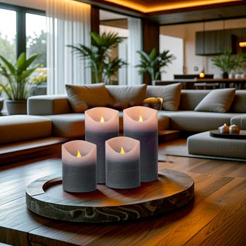Image of Blue Flameless Candles with Remote and Timer, 4 Pack Real Wax LED Pillar Candles Battery Operated with Flickering Flame,Flickering LED Candles for Christmas Gift Party Home Decor (Blue)
