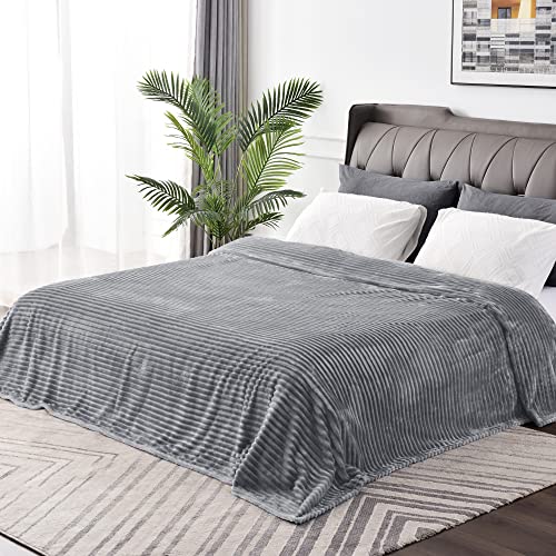 Image of BEDELITE Fleece Blanket Full Size for Couch - 3D Ribbed Jacquard Soft and Warm Decorative Fuzzy Blanket - Cozy, Fluffy, Plush Lightweight Gray Throw Blankets for Bed, Sofa, 84x90 inches