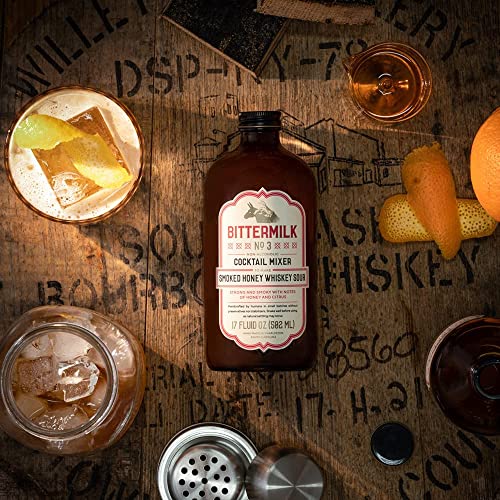 Bittermilk Bestselling Whiskey Bundle - No 1 & No 3 - Bourbon Barrel Aged Old Fashioned Mix & Smoked Whiskey Sour Mix - Makes 34 Cocktails #TOP6