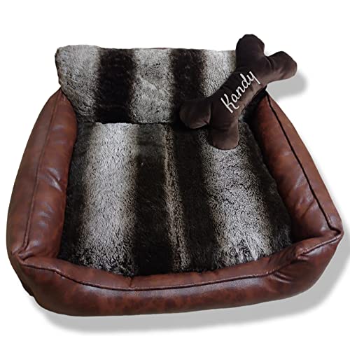 AmiAmarena Cuccia per cani M, ecopelle e pelliccia, 50x60 cm, Marrone