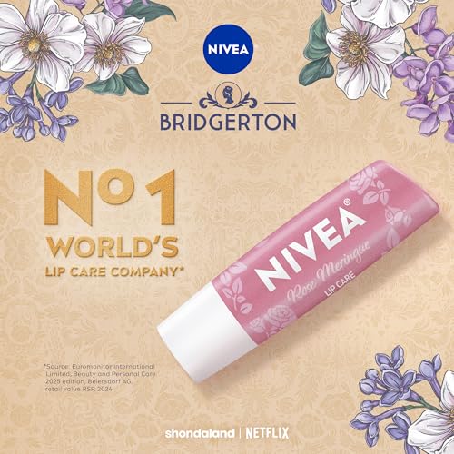 Image of NIVEA Rose Meringue Lip Care, Bridgerton Design Lip Balms, 0.17 OZ