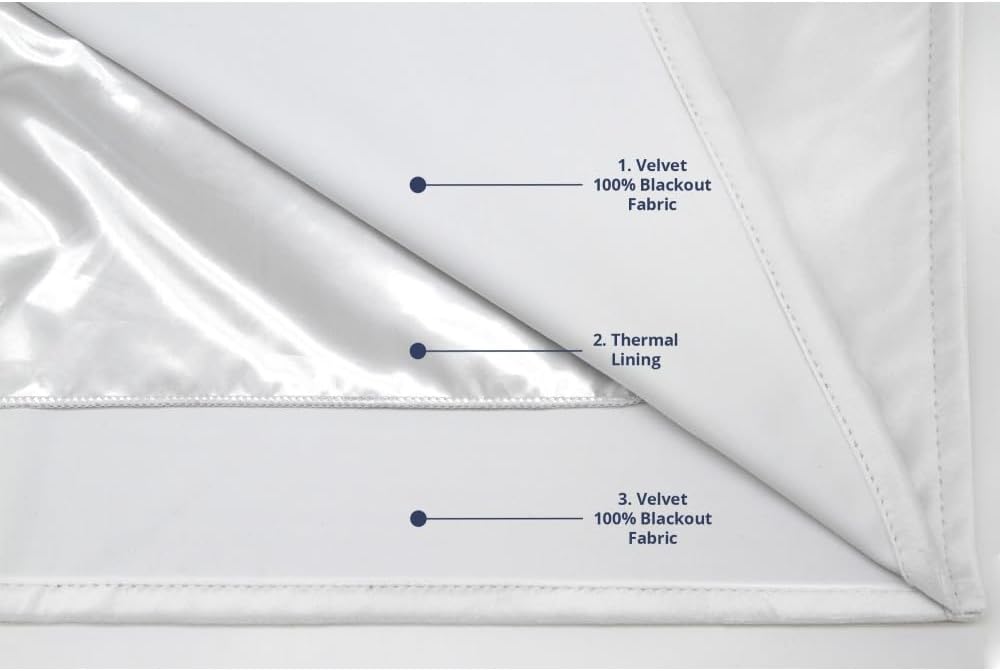 Moondream DecibelControl™ 4-in-1 Soundproof Room Divider Curtain | Noise Reduction | Thermal Insulation | 100% Blackout | Patented | Velvet | Grommet | 52" W x 108" L | White - Snow MC720