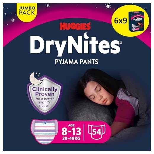 Huggies DryNites hochabsorbierende Nachtwindeln bei Bettnässen, für Mädchen 8-15 Jahre, 2er Pack (2 x (3 x 9)) - Gesamt 54 Stück