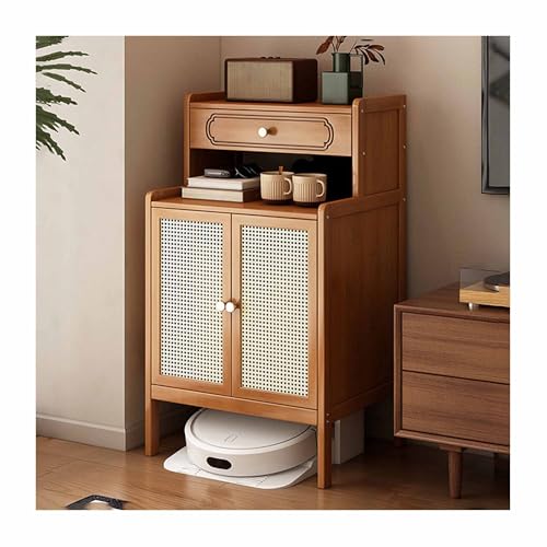 Robot - Soporte para aspiradora con estación de carga oculta, mesa auxiliar multifuncional para sala de estar, comedor, cocina, oficina en casa