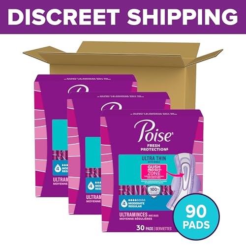 Poise Ultra Thin Incontinence Pads for Women, 4 Drop, Wings, 90 ct - image 2