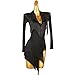 JRUIA Latin Salsa Dance Dress with Layered Tassels Women's Cha Cha Salsa Costumes Mesh Ballroom Competition Dancewear,Black,XXL