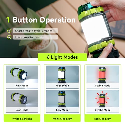 AlpsWolf Rechargeable Flashlight, 6 Modes Camping Flashlight LED Camping Lantern for Power Outage, Flashlight for Home, Emergency, Green image 4