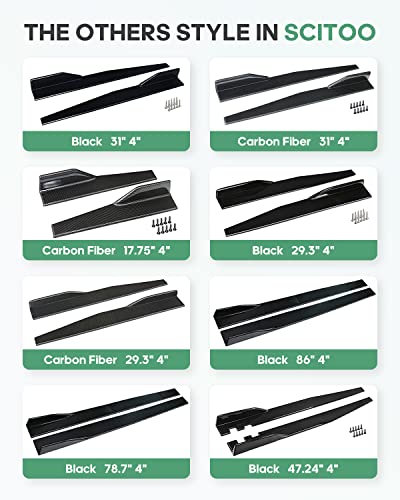 Scitoo Universal Carbon Fiber Style Side Skirt Rocker Splitters Diffuser Winglet Wind 29.3" 4" Left And Right Rocker Panel #TOP5