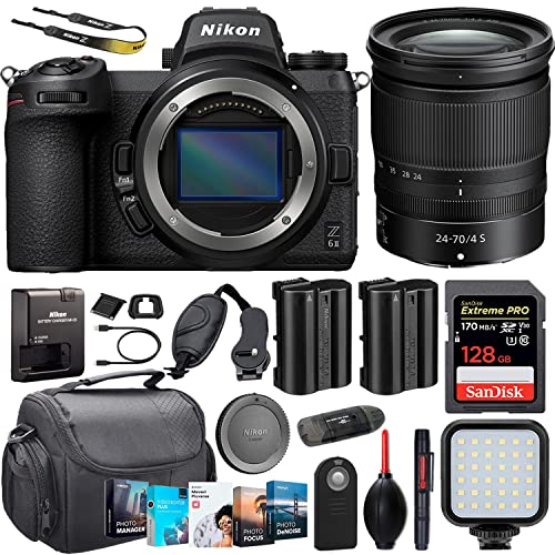 Camera Bundle for Nikon Z6 II Mirrorless Camera with NIKKOR Z 24-70mm f/4 S Lens + Accessories Kit (128GB, Deluxe Case, LED Light, and More)