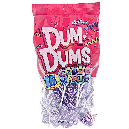 Purple Dum Dums Color Party - Grape Flavored - 75 Count Bag - 12.8 ounces - Includes Free How To Build a Candy Buffet Guide