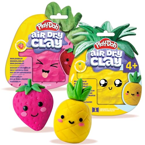Play-Doh Scented Air Dry Clay, 2-Pack Summer Bundle, 1 Pink Strawberry, 1 Yellow Pineapple, Arts and Crafts, Craft Supplies, Modeling Clay for Kids,...