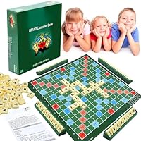 2-4 Players Scrabble Board Games, Letter Game, Travel Scrabble Spelling Games, Alphabet Word Games, 100 Letter Blocks, 1 Game Board, Educational Learning Puzzle Toys Gift for Kids Family (A)