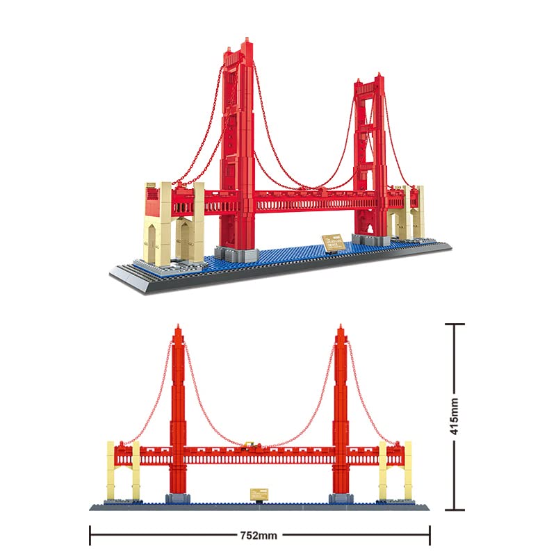 Image of The Golden Gate Bridge of San Francisco Building Blocks Set, Model for School Project | World's Great Architecture & Landmarks, DIY Educational Toys for Kids (1977 Pieces, 6+ Years)