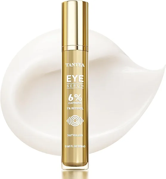 6% Caffeine Eye Cream for Dark Circles & Puffiness, 1% Retinol Eye Serum for Under Eyes Bags, Anti-Aging Eyes Cream for Men and Women