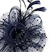 fghuim Women's Organza Church British Bridal Tea Party Wedding Hat Feather Hair Clip Fascinators Hat (Navy Blue)