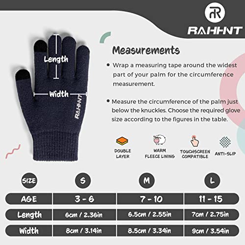 Image of Rahhint Kids Winter Gloves for Boys Girls Children Toddler Thermal Wool Knit Gloves with Insulated Fleece Lining Keep Hand Warm Gift