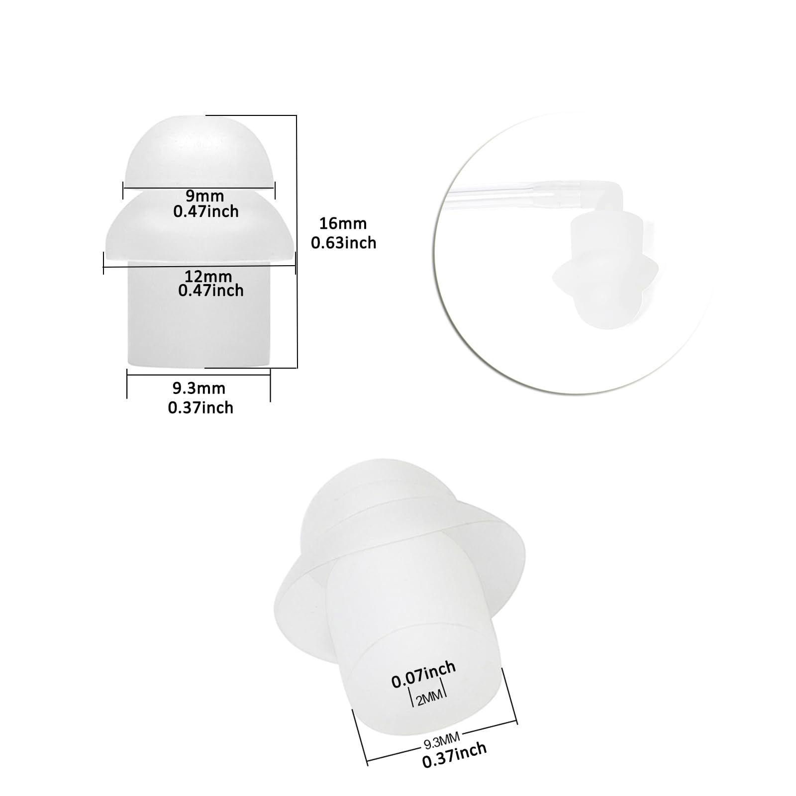 HYS HYS In-Ear Earphone with Acoustic Tube, 3.5 mm, Transparent, with Clip Attachment, Safety Headset for Radio (Black, Earbuds + 1 Longer Mushroom Head) in use