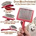 Pro-Slicker Brush Grooming Tool for Pets: Large Red Brush, Soft Cushion Bed of Dull Pins, Gentle but Effective. Easily and Painlessly Remove Thick Undercoat. Reduce Brushing Sessions, Groom like a Pro