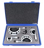 Accusize Industrial Tools 0-4 inch x .0001'' Ultra-Precision M-Type Outside Micrometers Carbide Tipped 4 Pc Set, EG00-0904