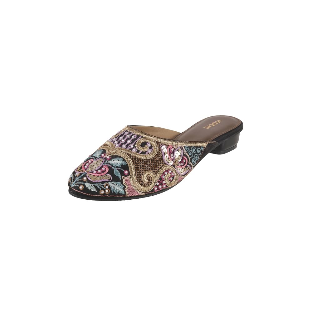 mochi Women Embroidered Ethnic Mule Slip-on Shoes-picture-46