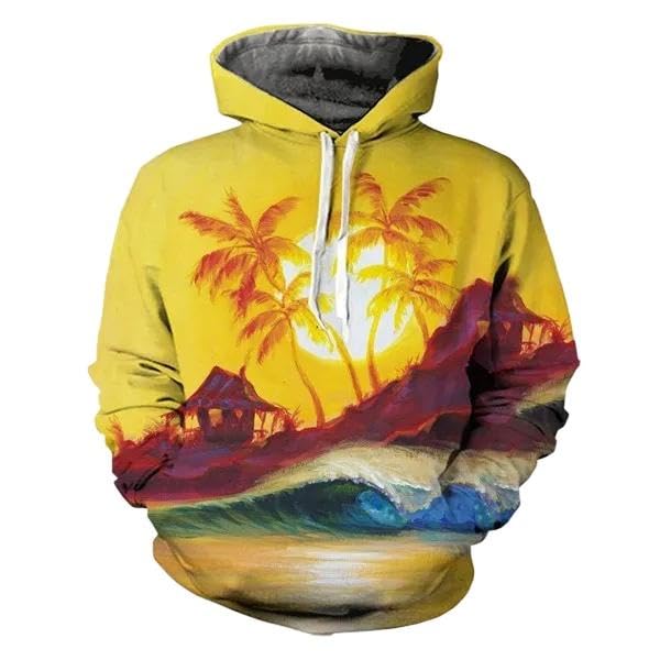 Sweat à capuche plage et cocotier idéal pour se couvrir après la baignade en style oversized