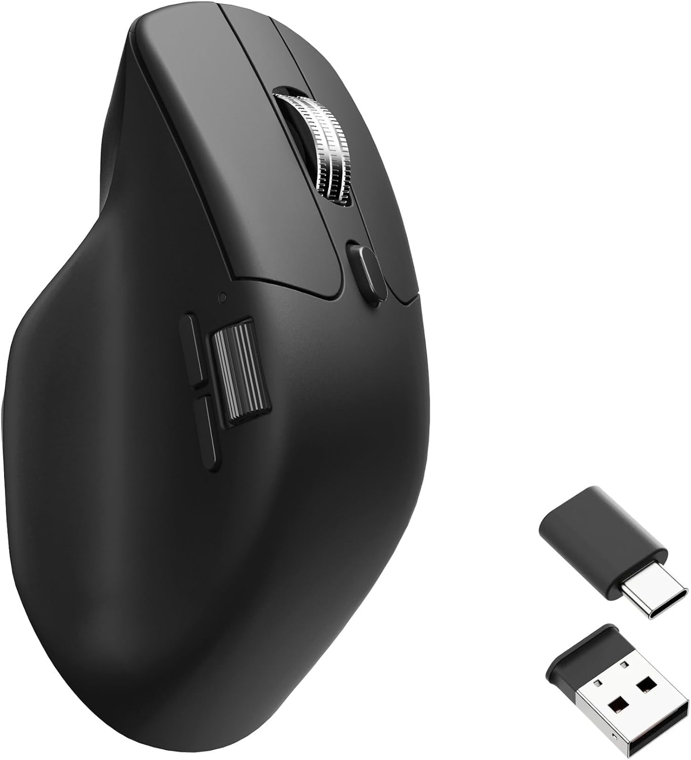 Keychron M6 1000 Hz Silent Wireless Bluetooth 5.1/2.4 GHz/Wired Optical Mouse, Lightweight 78g Programmable PixArt 3395 Sensor with up to 26K DPI/ 650 IPS for Windows Mac Linux - Black