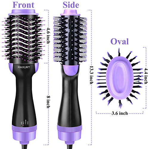 Hair Dryer Brush,One-Step Hair Dryer Brush and Volumizer with ION Generator, Anti-Frizz Hair Dryer Brush, Hot Air Brush Styler Brush Hair Dryers for Women,with 3pcs Hair Clips, 3pcs Hair Ties (Purple)