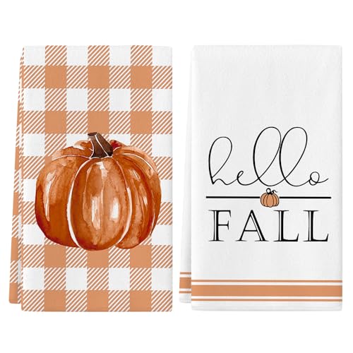 Siilues Fall Kitchen Towels Set of 2,18x26 Inch Pumpkin Hand Towels...