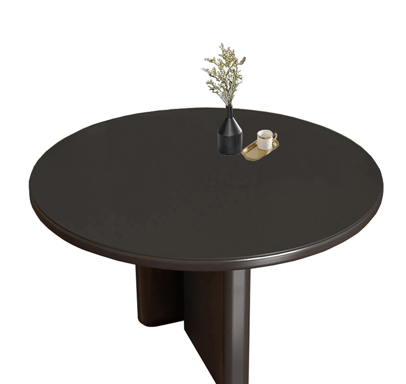 PU Tischdecke Tischmatte Schreibtisch Tischfolie Rund Schutzfolie Tischfoli Tischschutz Matte Beideseiten Wasserdicht Schwarz+Grau Rund 90cm