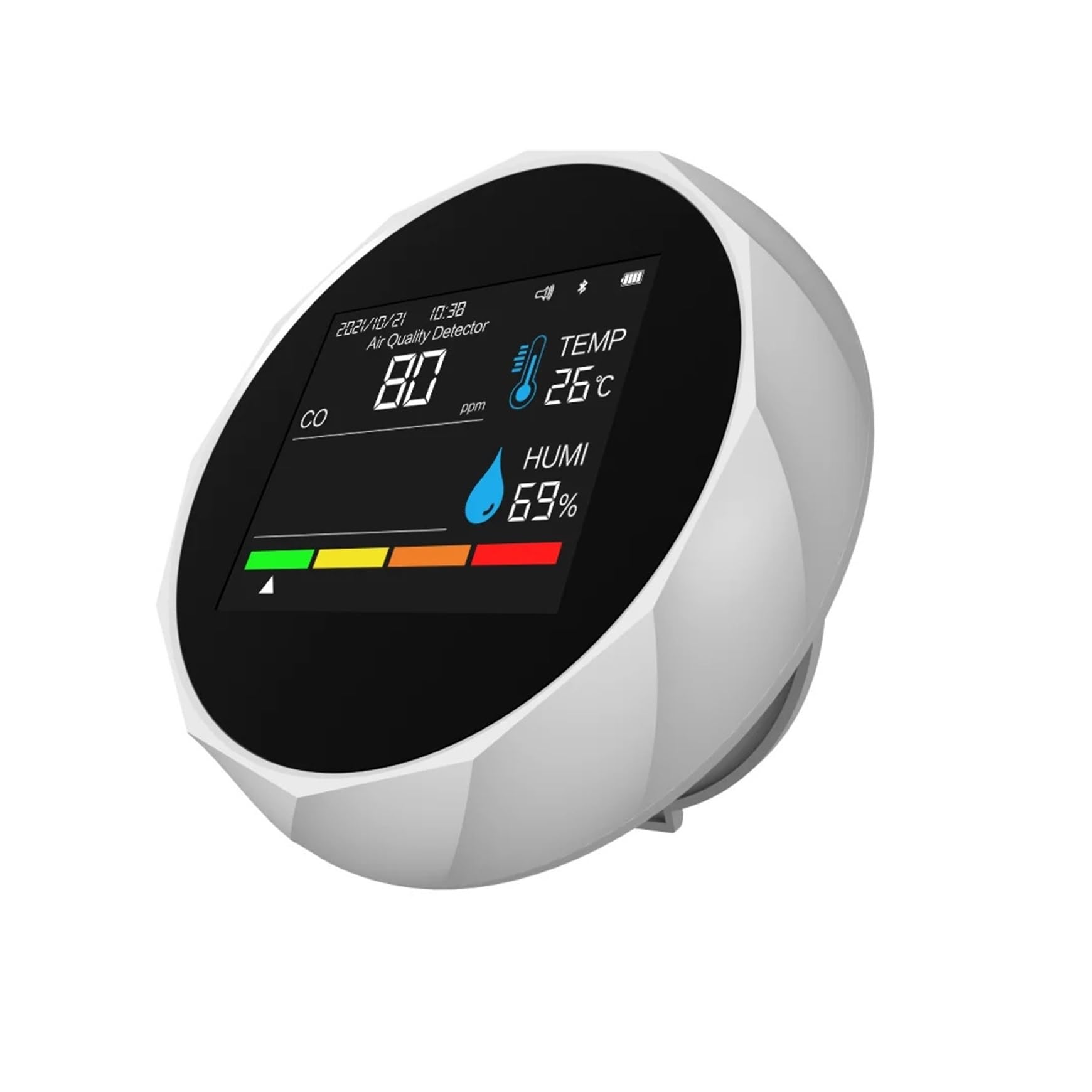 Rilevatore di monossido carbonio, CO, anidride carbonica, TVOC, rilevamento a qualità 'aria 6 in 1 Ufficio, aula(White)