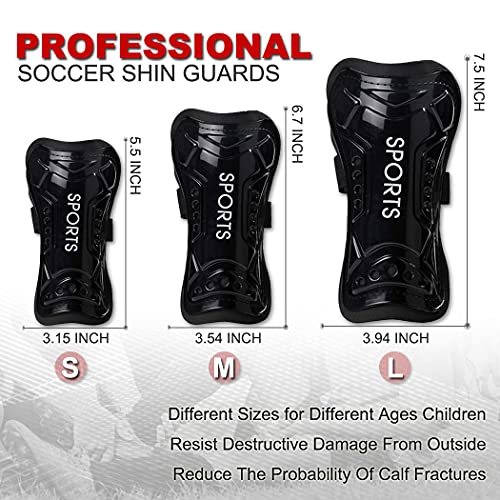 Youth Soccer Shin Guards For Kids Shin Pads Child Calf Protective Gear Protective Soccer Equipment For Boys Girls Toddler Teenagers Children (S 3'3-3'9, Black) #TOP3