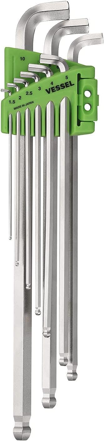 VESSEL Ball Point Hex L-Key Wrench Stubby (Long Type) 9PC. Set No.8209BP-LU 8209BPLU