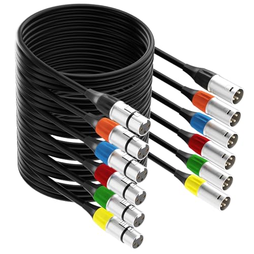 Tisino XLR-M-F-CS-6PK-1.8M Cables, 6-Pack Multi-Colored Xlr Male To Female Micphone Cable cover