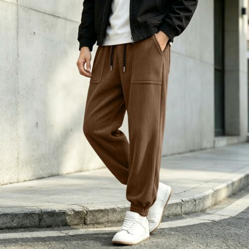 Men's Corduroy Jogger Pants Tapered Ankle Cuffs Casual Textured Joggers - image 3
