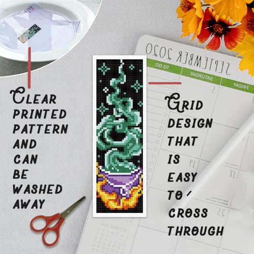 Image of BEUNITONE 6 Pcs Cross Stitch Bookmark Kit for Beginner Magic Stamped Cross Stitch Kit for Adults Printed Embroidery Bookmarks Kits with Instruction for DIY Crafts Book Lovers 8.5''x3''