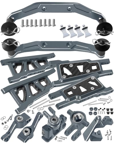 RCHuiWow RC Upgrades Part for 1/10 Slash 4x4 (VXL),Suspension Arms,Caster Block,Steering Blocks,Rear Stub Axle Carriers,Body Mount,Titanium
