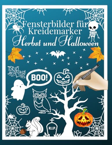 Fensterbilder für Kreidemarker Herbst und Halloween: Wiederverwendbare,...