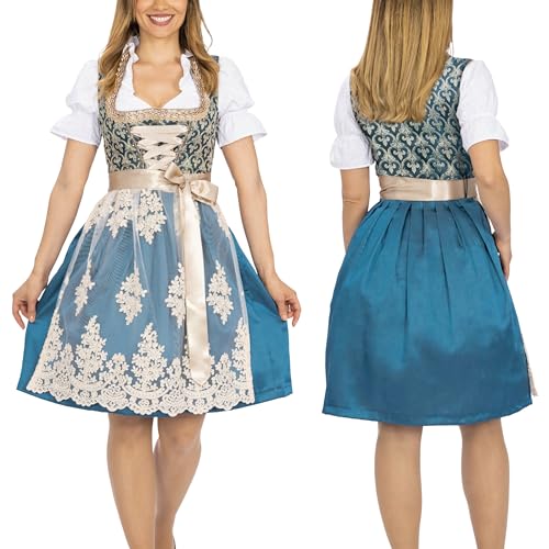 Image of BAVARIA TRACHTEN Dirndl Dress Women German Oktoberfest Blue with Blouse