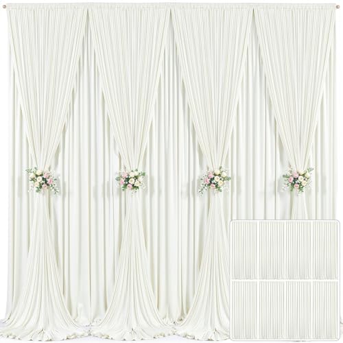 8 Panels Ivory Backdrop Curtain for Wedding Parties Wrinkle Free Ivory Photo Curtains Backdrop Drapes Fabric Decoration for Baby Shower Photography...