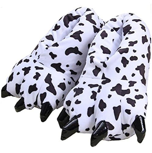 House Slippers Warm Plush,women's plush indoor slippers,Unisex Soft Plush Home Warm Slippers Animal Costume Paw Claw Shoes Dinosaur paw slippers(White,6/9 UK)