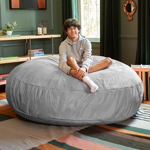 Image of Jaxx 6 Foot Cocoon - 2-in-1 Convertible Bean Bag Bed & Large Bean Bag Chair for Adults, Platinum