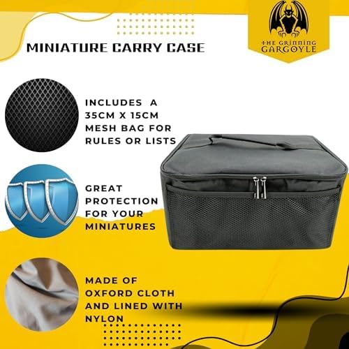 Miniature Storage Case - Foam Slot Case for Miniatures - Miniature Carrying Case with Handle - Miniatures Carrying Case - Grinning Gargoyle (30mm Bases)