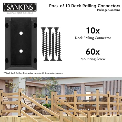 SANKINS 10pcs Deck Railing Bracket Connectors for 2x4, Durable PP Plastic Deck Railing Brackets, Black - Image 3