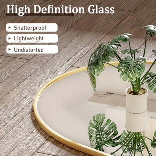 VooBang 24"x65" Gold Arched Floor Full Length Dressing Body Mirror — view 3