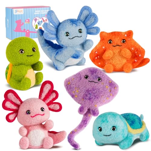 Image of Gipony Needle Felting Kit, 6 PCS Animal Needle Felting Beginner Kits, Wool Felt Needle Felting Tools Foam Pad, Craft Party Supplies for Beginners Adult