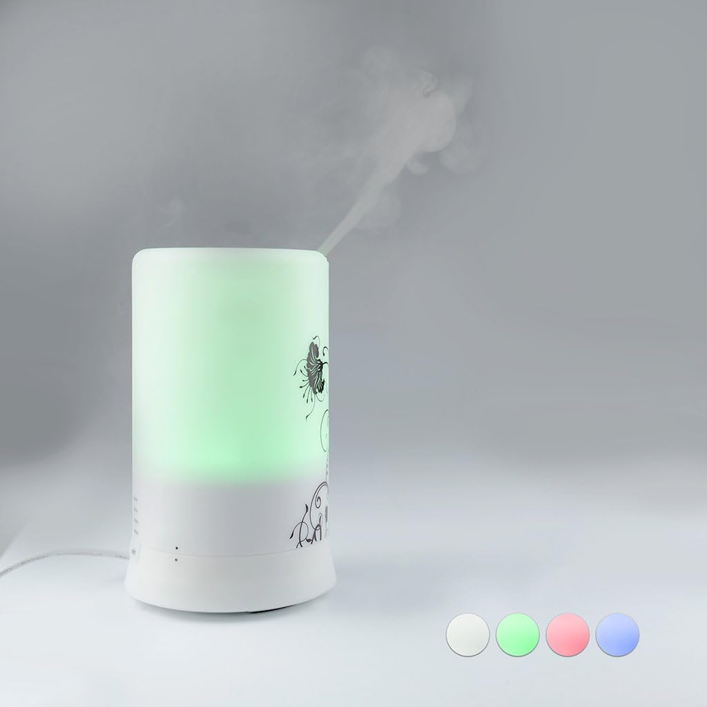 Kinps®100ml Essential Oil Diffuser Ultrasonic Aroma Essential Wellness Aromatherapy Diffuser Air Mist Purifier Waterless Auto Shut-off Function with 7 Colors LED Light Changes and 4 Times Settings(Dandelion Pattern)