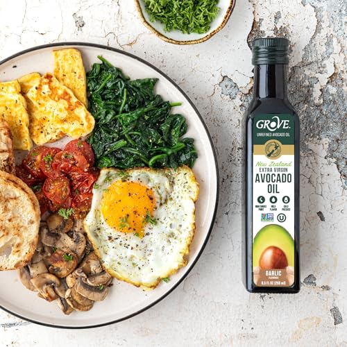 Image of Grove Garlic Extra Virgin Avocado Oil Cold Pressed High Heat Cooking, 8.4oz