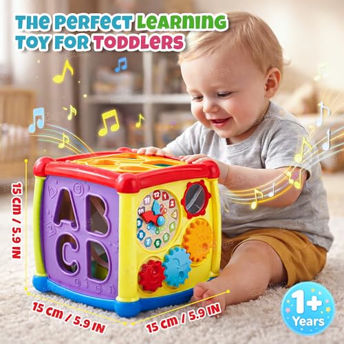 Image of Zest 4 Toyz Musical Activity Cube for Kids Toys with Musical Piano Keys Shape Matching Game Learning Toy Educational Toys for Kids 18 Months+ (Battery Included)